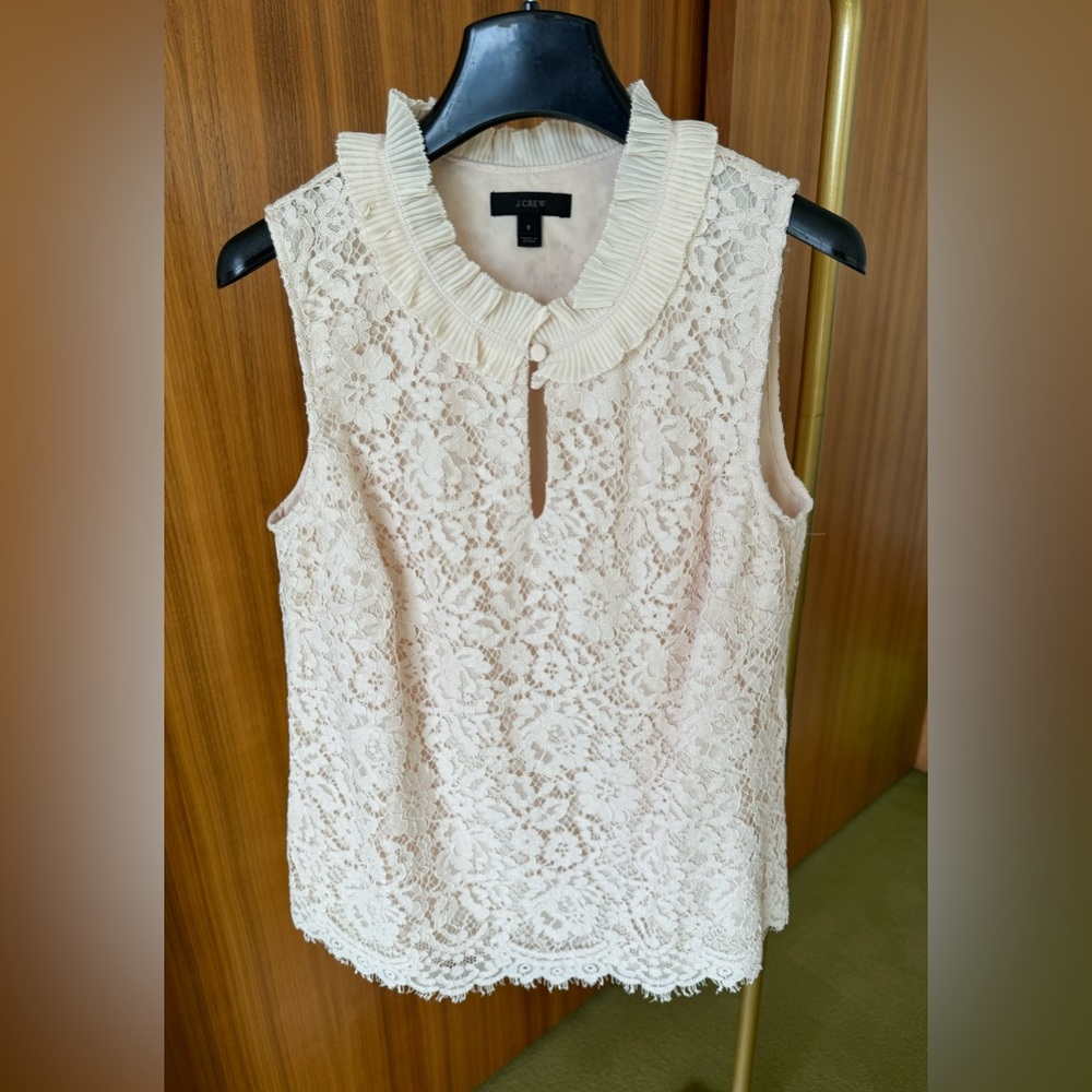 Lace J Crew sleeveless top.